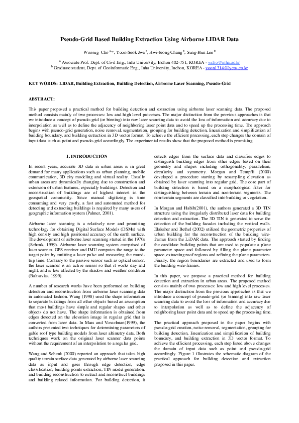 (PDF) Pseudo-grid based building extraction using airborne LIDAR data