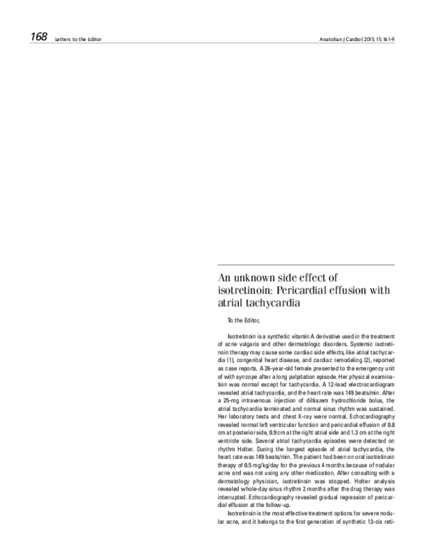 (PDF) An unknown side effect of isotretinoin: Pericardial effusion with ...