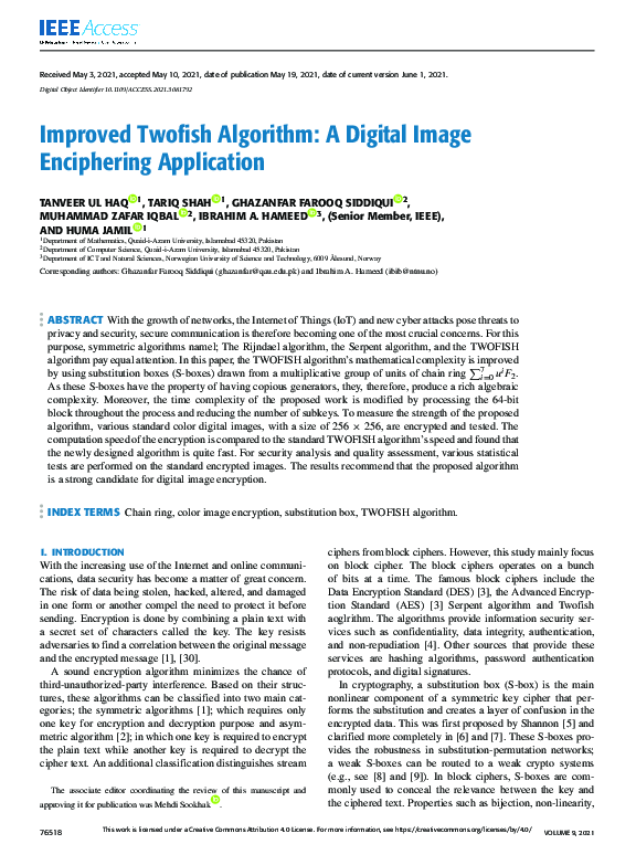 (PDF) Improved Twofish Algorithm: A Digital Image Enciphering Application