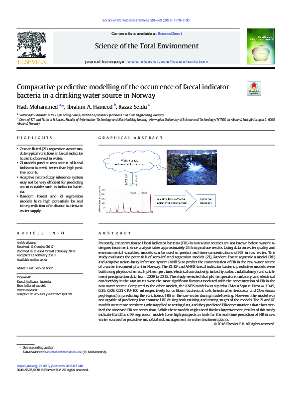 (PDF) Comparative predictive modelling of the occurrence of faecal ...