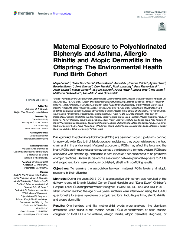 (PDF) Maternal Exposure to Polychlorinated Biphenyls and Asthma ...