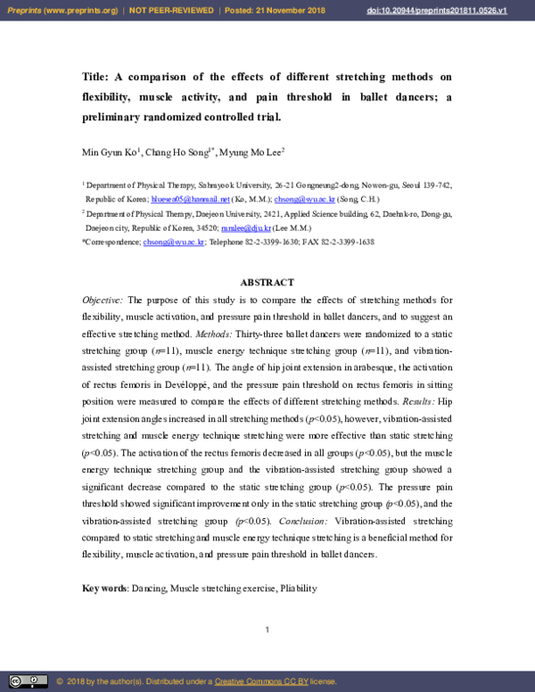 (PDF) A comparison of the effects of different stretching methods on ...
