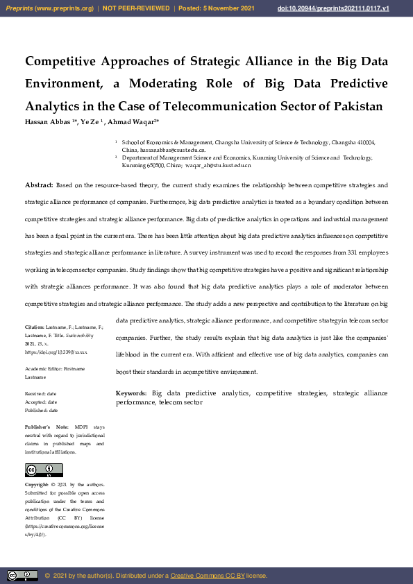 (PDF) Competitive Approaches of Strategic Alliance in the Big Data ...