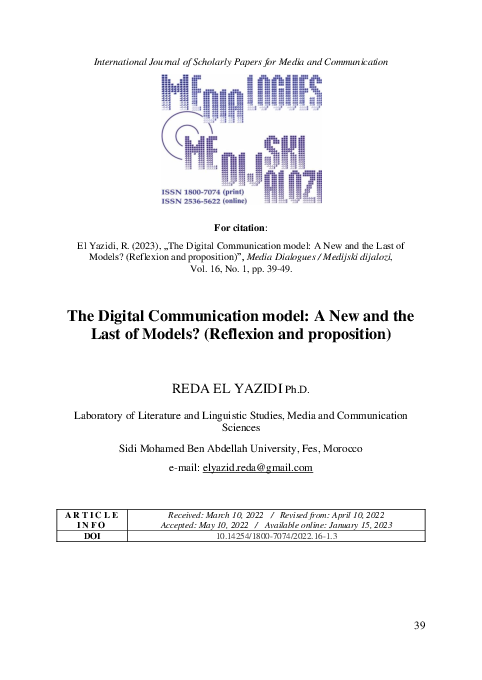 (PDF) The Digital Communication model: A New and the Last of Models ...