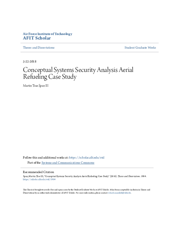 (PDF) Conceptual Systems Security Analysis Aerial Refueling Case Study