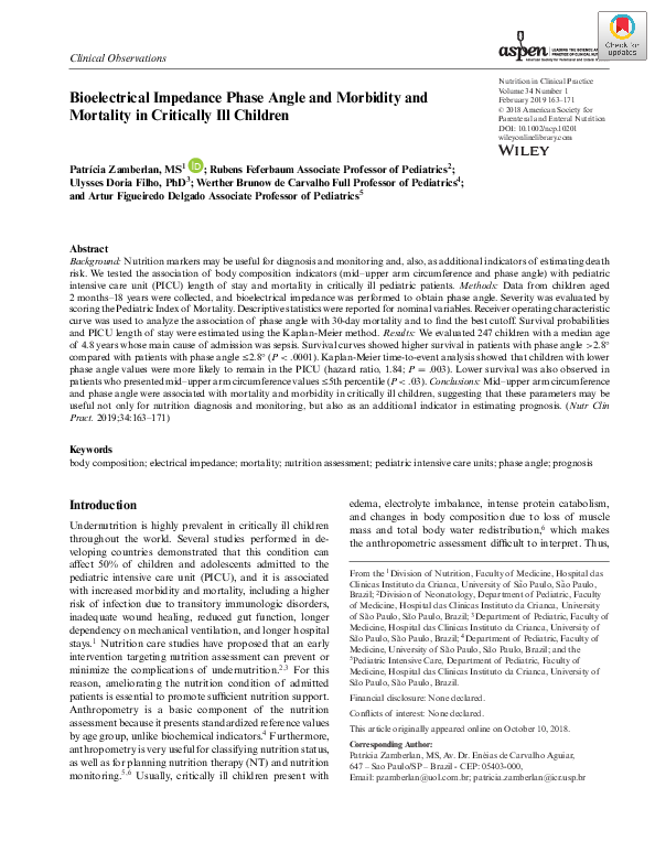 (PDF) Bioelectrical Impedance Phase Angle and Morbidity and Mortality ...