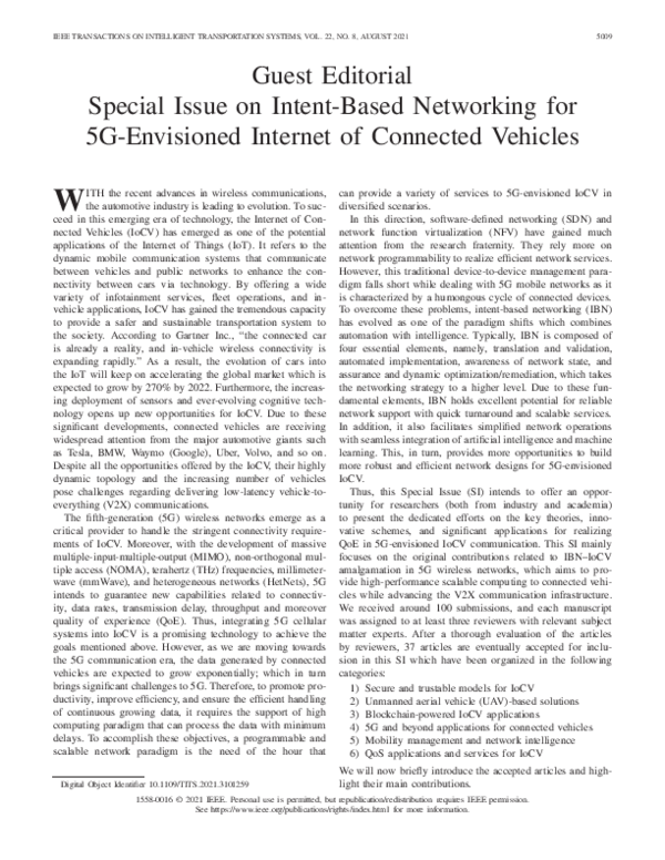 (PDF) Guest Editorial Special Issue on Intent-Based Networking for 5G ...