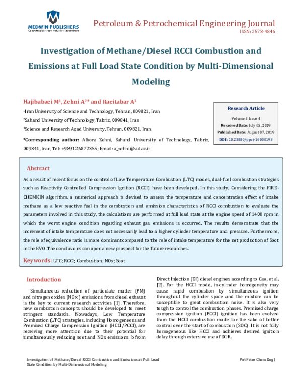 (PDF) Investigation of Methane/Diesel RCCI Combustion and Emissions at ...