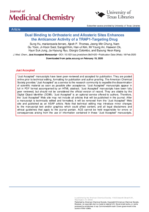 (PDF) Dual Binding to Orthosteric and Allosteric Sites Enhances the ...