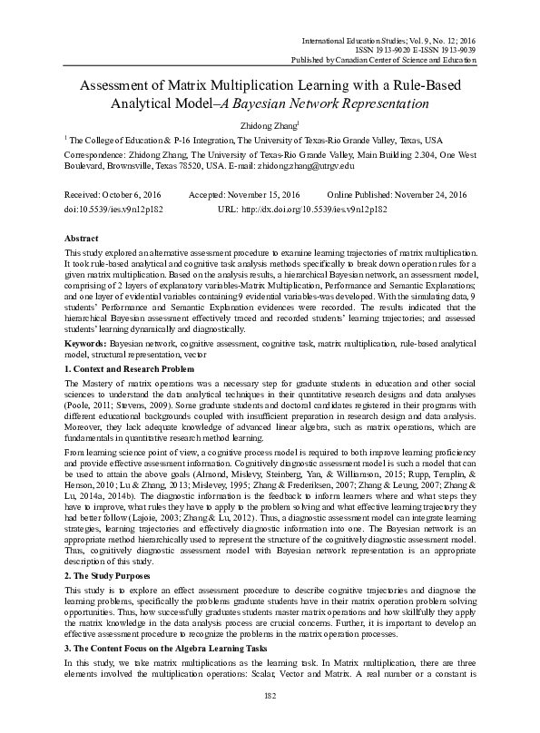(PDF) Assessment of Matrix Multiplication Learning with a Rule-Based ...
