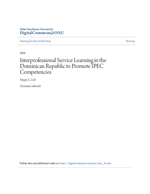 (PDF) Interprofessional Service Learning in the Dominican Republic to ...