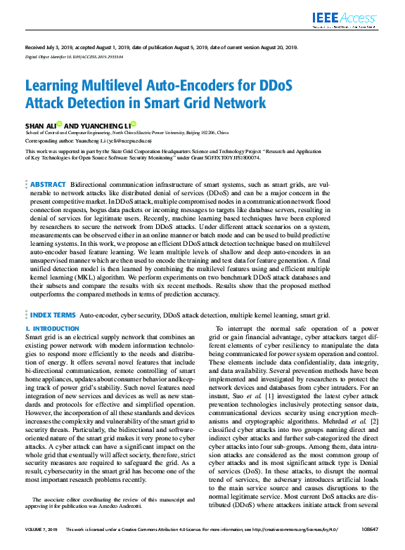 (PDF) Learning Multilevel Auto-Encoders for DDoS Attack Detection in ...