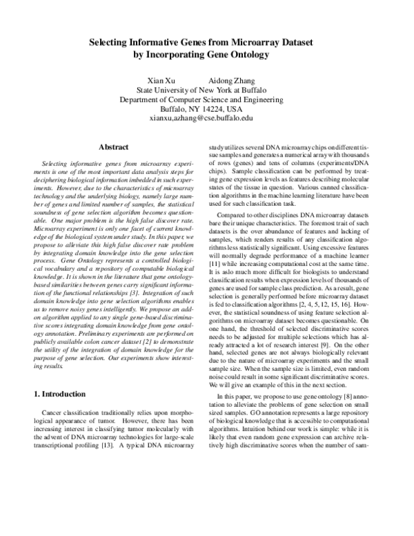 (PDF) Selecting informative genes from microarray data by using hybrid ...