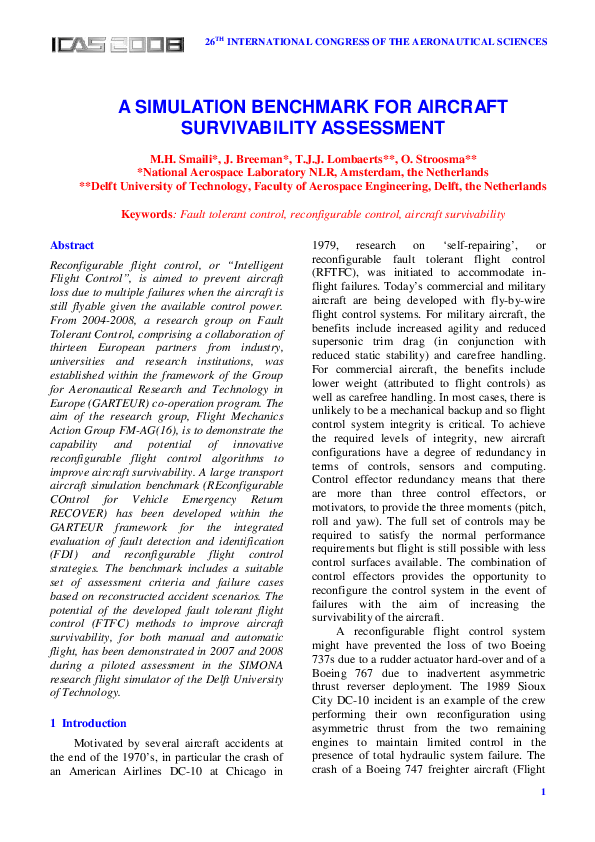 (PDF) A simulation benchmark for aircraft survivability assessment