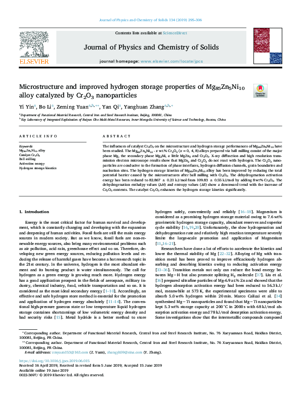 (PDF) Microstructure and improved hydrogen storage properties of Mg ...