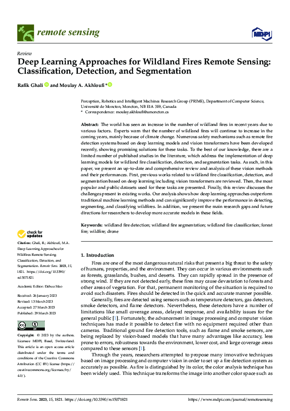 (PDF) Deep Learning Approaches for Wildland Fires Remote Sensing ...