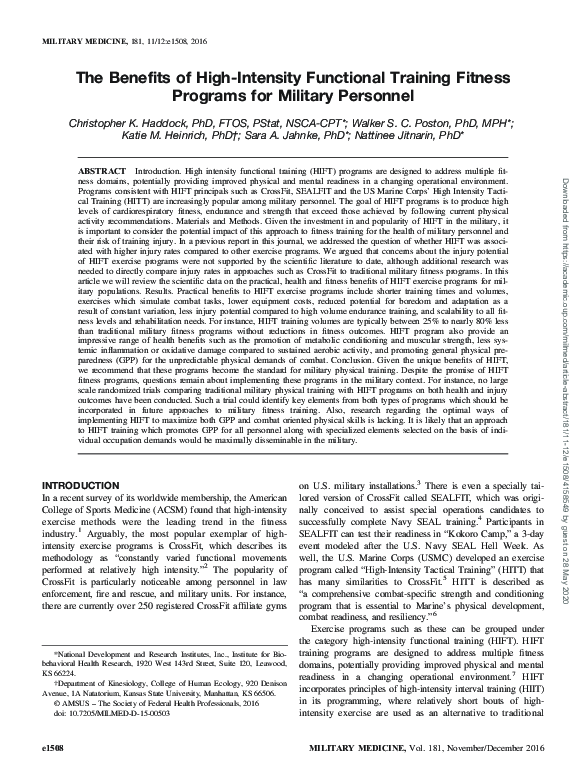(PDF) The Benefits of High-Intensity Functional Training Fitness ...