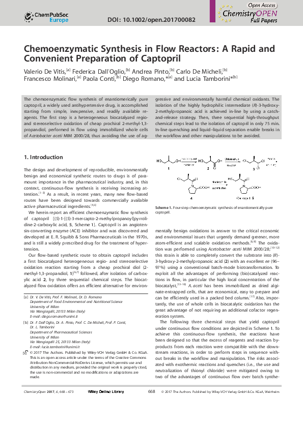 (PDF) Chemoenzymatic Synthesis in Flow Reactors: A Rapid and Convenient ...