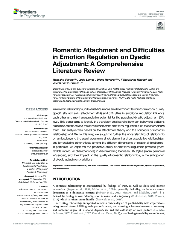 (PDF) Romantic Attachment and Difficulties in Emotion Regulation on ...