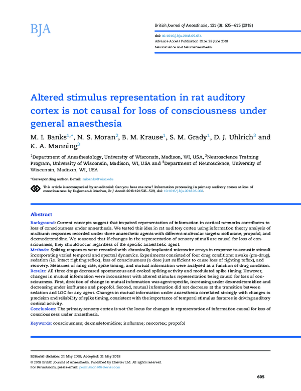 (PDF) Altered stimulus representation in rat auditory cortex is not ...