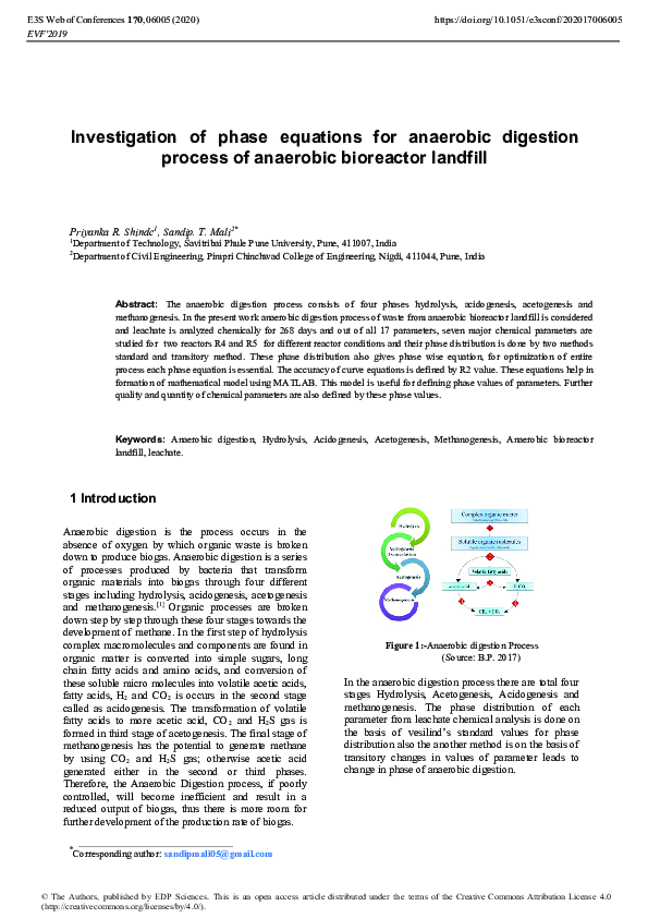 (PDF) Investigation of phase equations for anaerobic digestion process ...