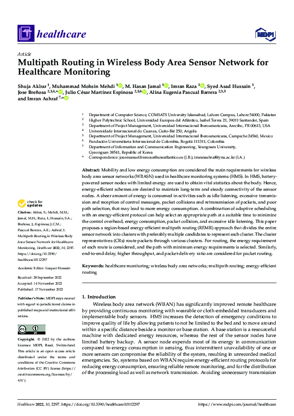 (PDF) Multipath Routing in Wireless Body Area Sensor Network for ...