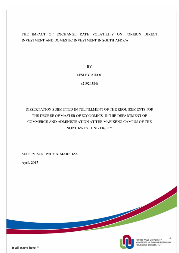 (PDF) THE IMPACT OF EXCHANGE RATE VOLATILITY ON FOREIGN DIRECT ...