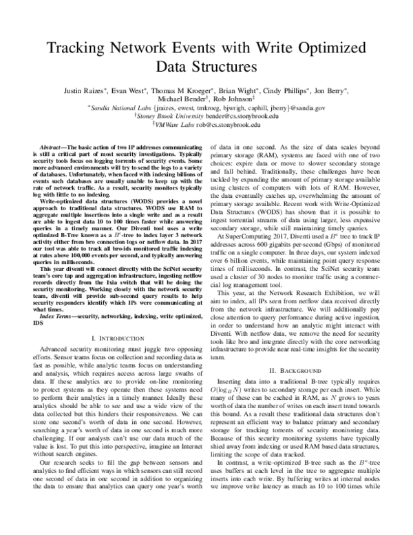(PDF) Tracking Network Events with Write Optimized Data Structures