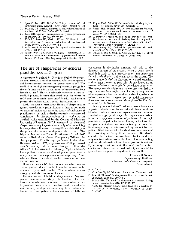 (PDF) The Use of Chaperones by General Practitioners in Nigeria