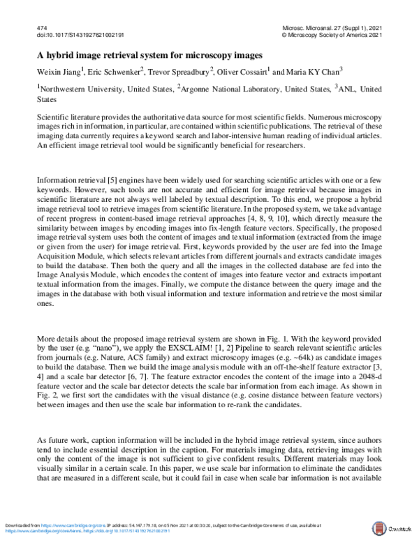 (PDF) A hybrid image retrieval system for microscopy images | Weixin ...