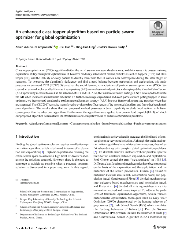 (PDF) An enhanced class topper algorithm based on particle swarm ...