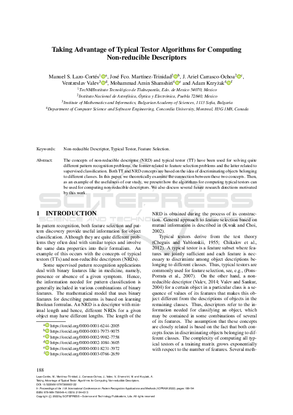 (PDF) Taking Advantage of Typical Testor Algorithms for Computing Non ...