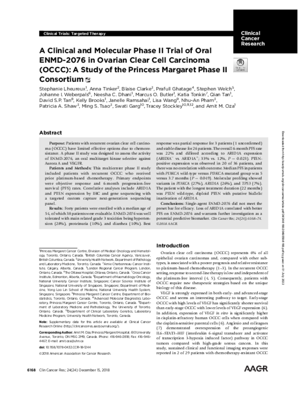 (PDF) A Clinical and Molecular Phase II Trial of Oral ENMD-2076 in ...