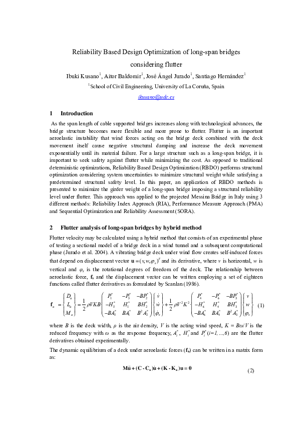 (PDF) Reliability based design optimization of long-span bridges ...