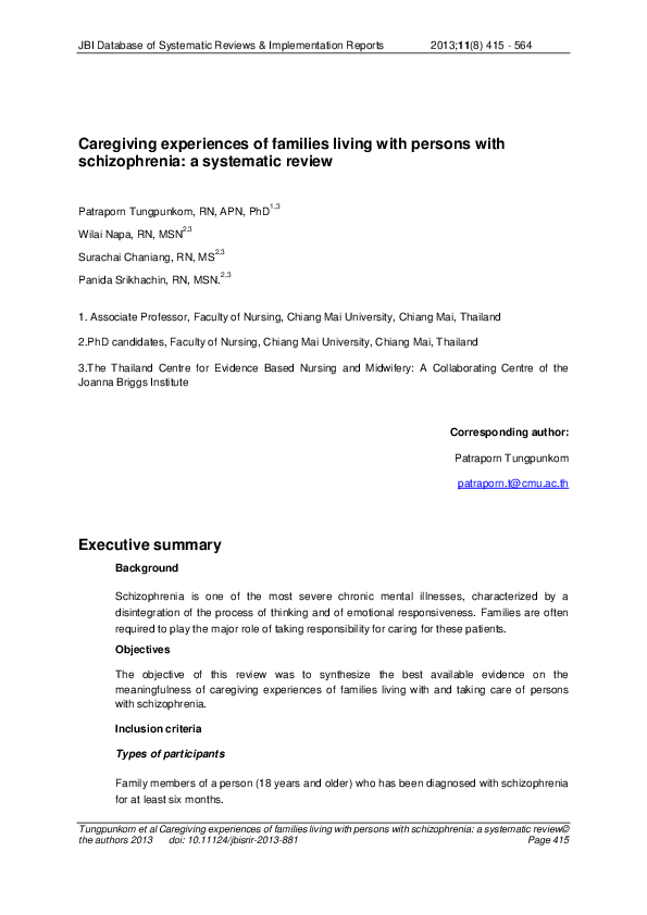 (PDF) Caregiving experiences of families living with persons with ...