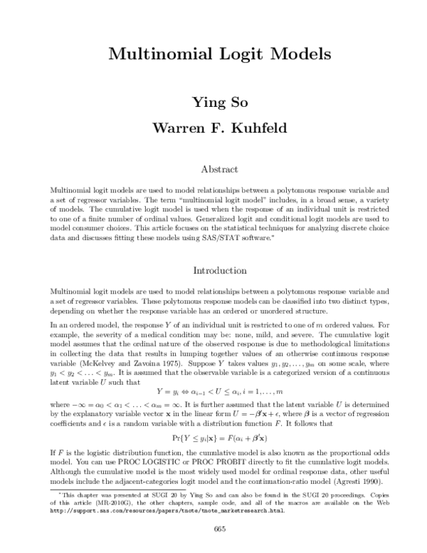 (PDF) MR-2010 G — Multinomial Logit Models