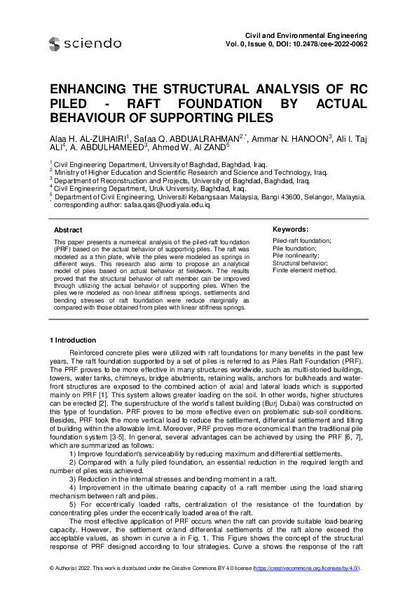 (PDF) Enhancing the Structural Analysis of Rc Piled - Raft Foundation ...
