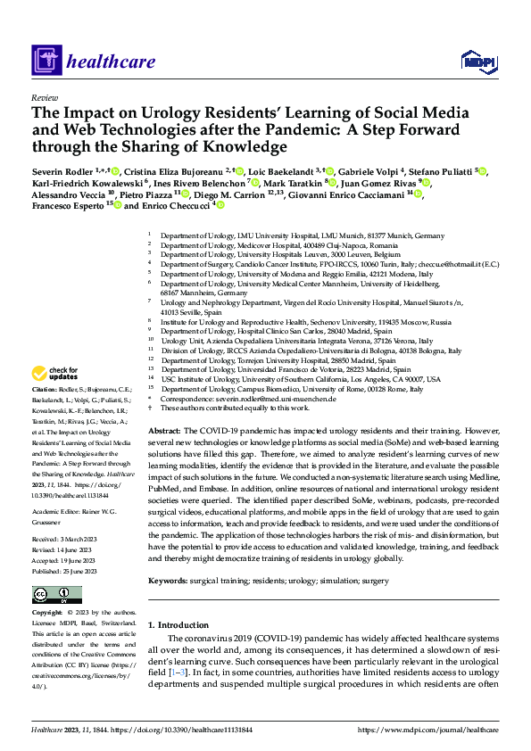 (PDF) The Impact on Urology Residents’ Learning of Social Media and Web ...