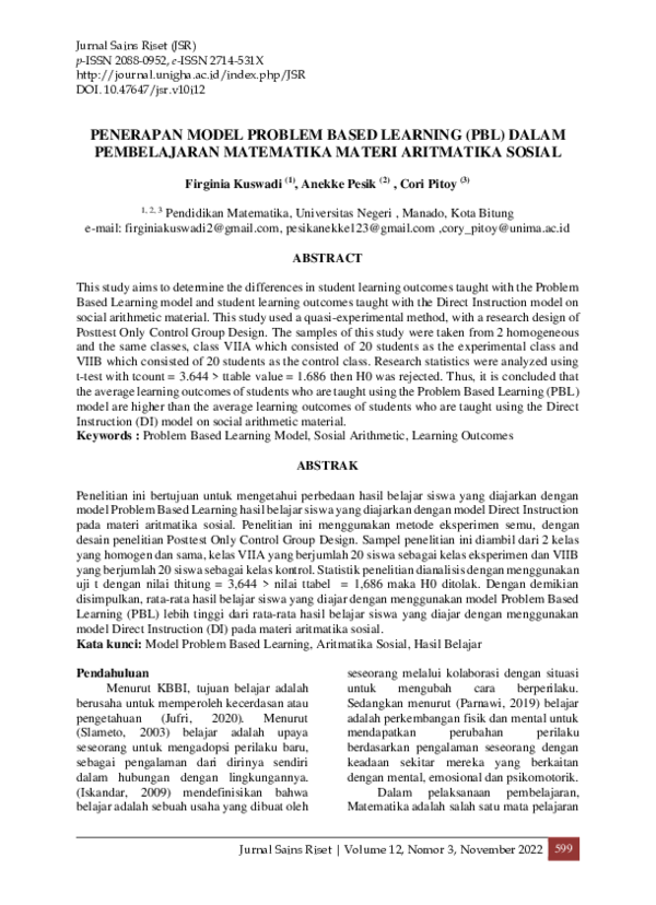 (PDF) Penerapan Model Problem Based Learning (PBL) Dalam Pembelajaran ...