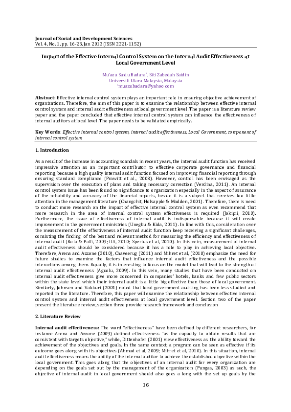 (PDF) Impact of the Effective Internal Control System on the Internal ...