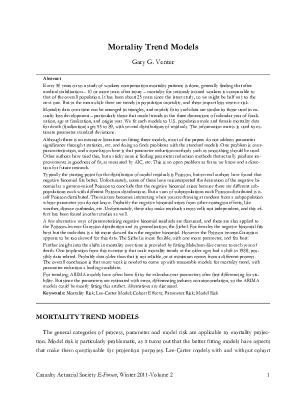(PDF) Mortality Trend Models