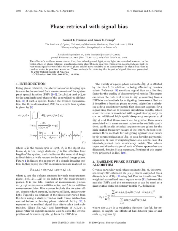 (PDF) Phase retrieval with signal bias