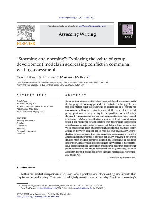 (PDF) “Storming and norming”: Exploring the value of group development ...
