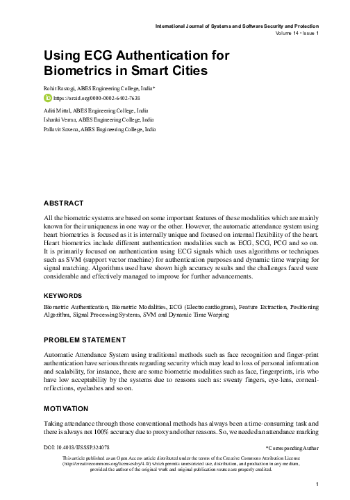 (PDF) Using ECG Authentication for Biometrics in Smart Cities