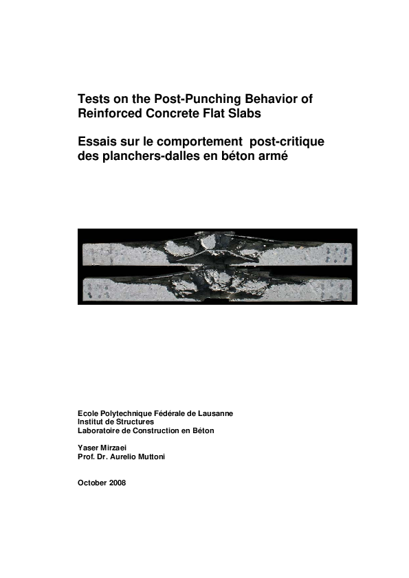 (PDF) Tests on the Post-Punching Behavior of Reinforced Concrete Flat ...