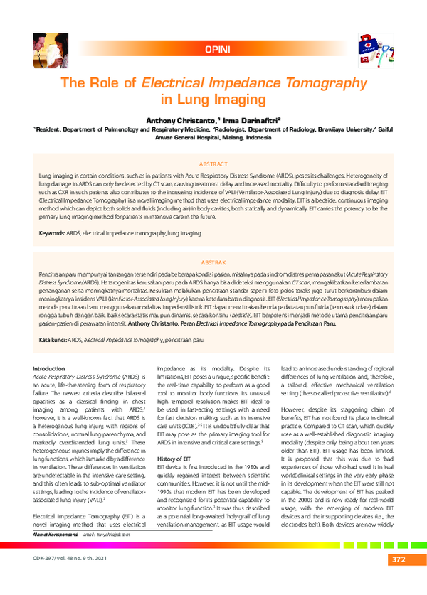 (PDF) The Role of Electrical Impedance Tomography in Lung Imaging