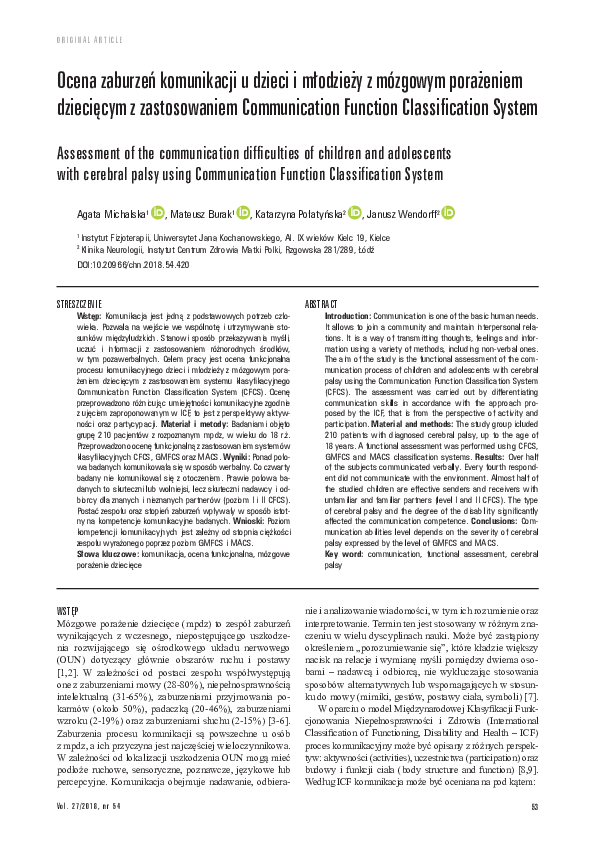 (PDF) Assessment of the communication difficulties of children and ado ...