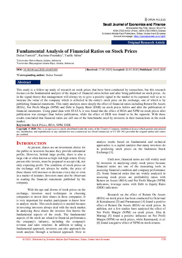 (PDF) Fundamental Analysis of Financial Ratios on Stock Prices