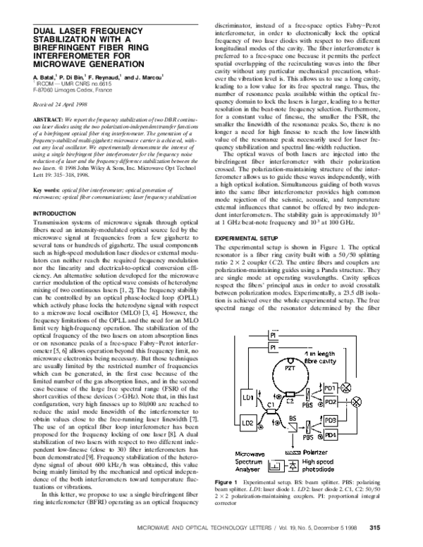 (PDF) Dual laser frequency stabilization with a birefringent fiber ring ...
