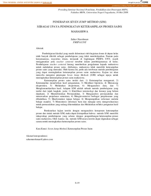 (PDF) Penerapan Seven Jump Method (SJM) sebagai Upaya Peningkatan ...